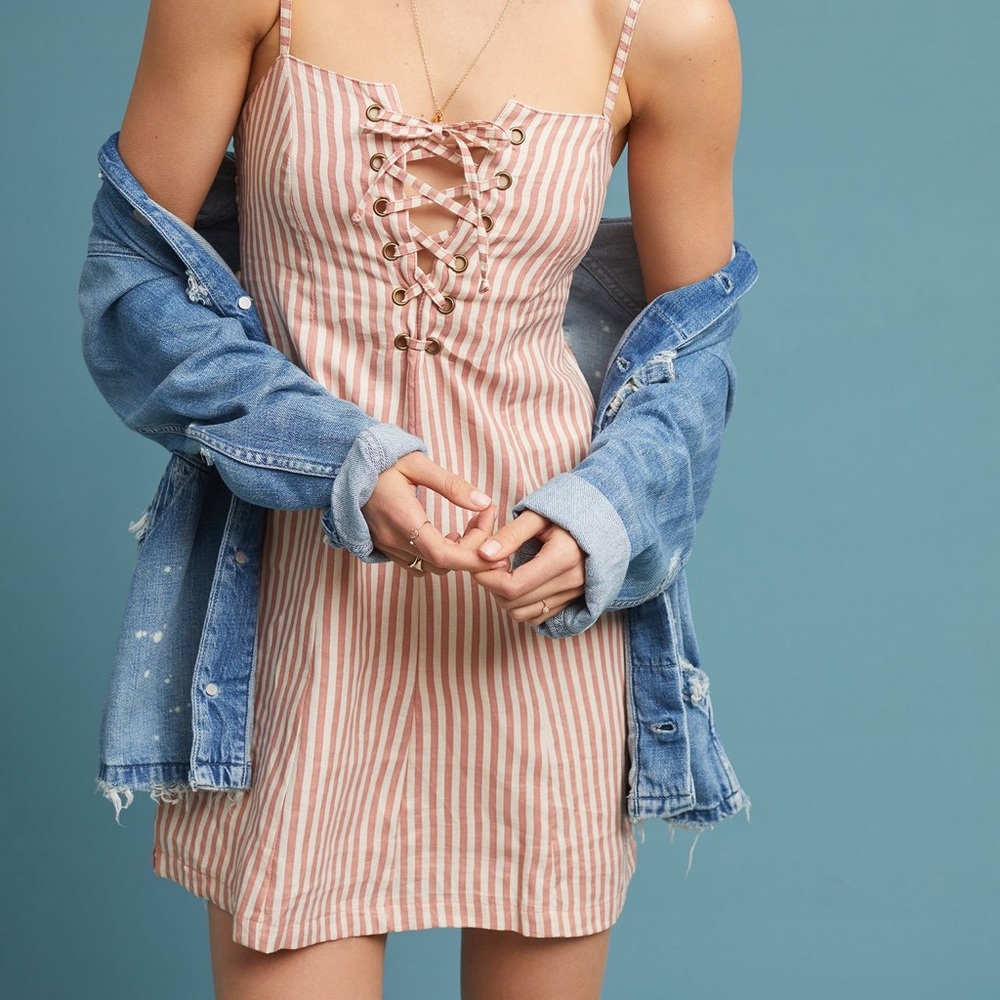 FAITHFULL THE BRAND LACE UP MINI DRESS